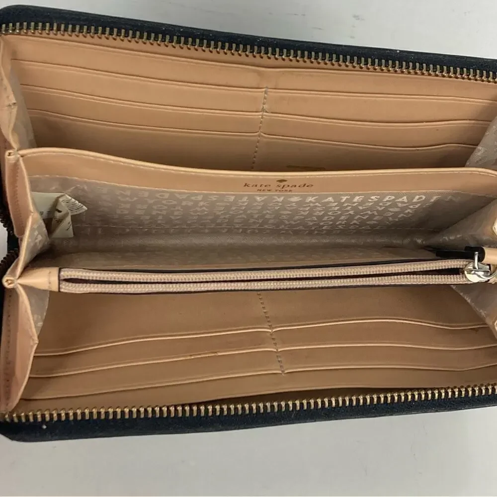 KATE SPADE Berkshire Black Leather Zip Around Wallet